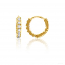 Sterling Silver Yellow Gold Plated Micropave Huggie Earrings With CZ