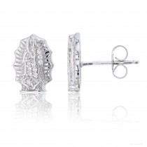 Sterling Silver Rhodium Micropave Virgin Mary Stud Earring