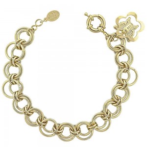 Gold Filled Charm Bracelet Butterfly Design Golden Tone Polished Finish 