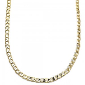 Gold Filled 24" Basic Necklace Curb Design Polished Golden Tone