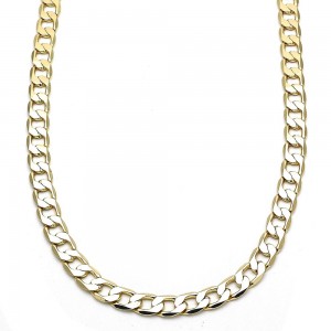 Gold Filled 6mm 20" Basic Necklace Curb Design Golden Tone