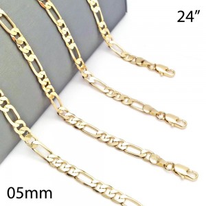 Gold Filled 24" Basic Necklace Figaro Design Polished Golden Tone