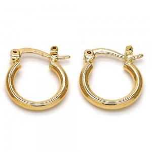 Gold Filled 2mmX10mm Children Hoop Earrings Polished Finish Golden Tone