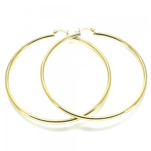 Gold Filled 5x80mm Extra Large Hoop Polished Finish Golden Tone