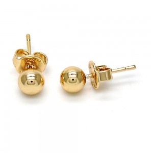 Gold Filled Stud Earrings Ball Design Golden Tone 5mm