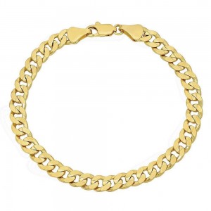 Gold Filled 8 Inches Basic Bracelet Miami Cuban Design Polished Finish Golden Tone
