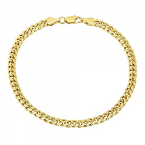Gold Filled 8 Inches Basic Bracelet Miami Cuban Design Polished Finish Golden Tone