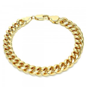 Gold Filled 8 Inches Basic Bracelet Miami Cuban Design Polished Finish Golden Tone
