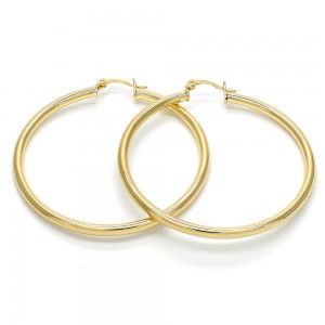 Gold Filled 50mm Large Hoop Earrings Polished Finish Golden Tone