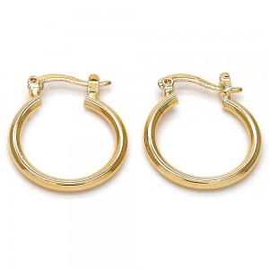Gold Filled 2mmX15mm Small Hoop Earrings Polished Finish Golden Tone