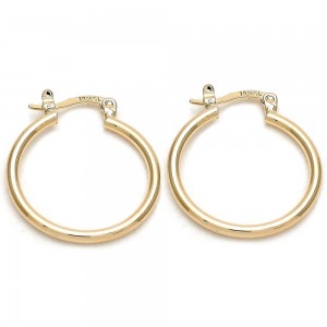 Gold Filled 2mmx20mm Small Hoop Earrings Polished Finish Golden Tone