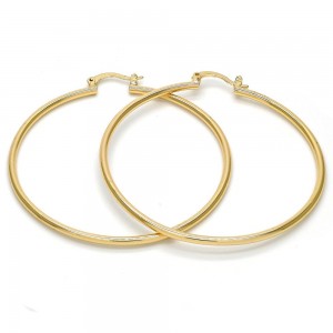 Gold Filled 5mmX50mm Hoop Earrings Golden Tone