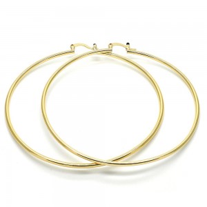Gold Filled 5x70mm Extra Large Hoop Earrings Polished Finish Golden Tone