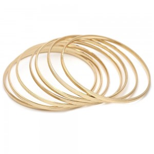Gold Filled Semanario Bangle Diamond Cutting Finish Golden Tone