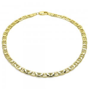 Gold Filled Anklet Mariner and Mariner Design Polished Golden Finish 100 Gauge 4 MM Thickness 10 Inches Length