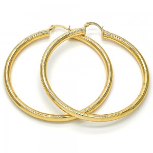 Gold Filled Large Hoop Earrings Hollow Design Tri Tone 60mm