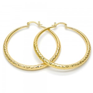 Gold Filled Medium Hoop Hollow Design Golden Tone 50mm