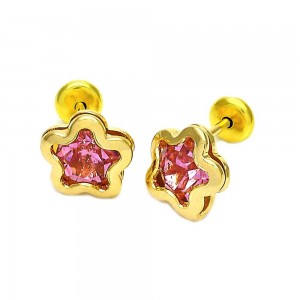 Gold Filled Stud Earring Star Design Golden Tone