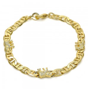 Gold Filled Fancy Bracelet Elephant and Mariner Design Polished Finish Golden Tone