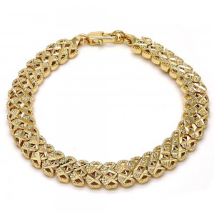 Gold Filled Fancy Bracelet Diamond Cutting Finish Golden Tone
