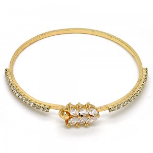 Gold Filled Individual Bangle With Cubic Zirconia and Crystal Golden Tone