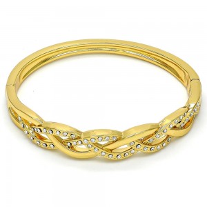 Gold Filled Individual Bangle Golden Tone With White Crystal Polished Finish
