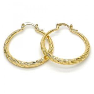 Gold Filled Gold Tone  Medium Hollow Design Hoop Earrings 30 Millimeters