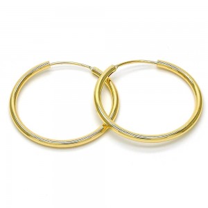 Gold Filled 2mmX30mm Medium Hoop Polished Golden Tone