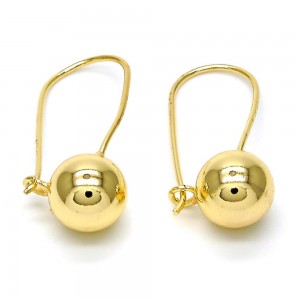 Gold Filled Leverback Earrings Ball Design Polished Finish Golden Tone