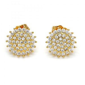 Gold Filled Stud Earring Golden Tone With Cubic Zirconia 