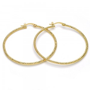 Gold Filled 50mm Medium Hoop Earrings Golden Tone