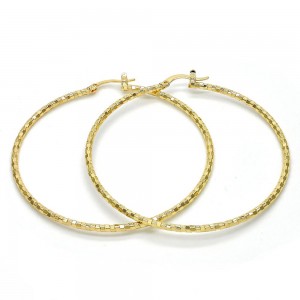 Gold Filled 60mm Medium Hoop Earrings Golden Tone