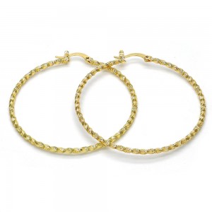 Gold Filled 50MM Medium Hoop Twist Design Golden Tone