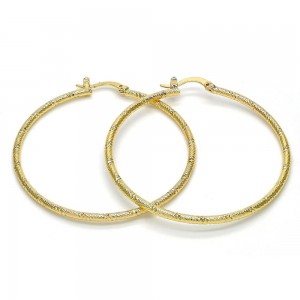 Gold Filled 50mm Medium Hoop Earrings Golden Tone