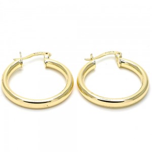 Gold Filled 3mmX25mm Small Hoop Earrings Polished Finish Golden Tone