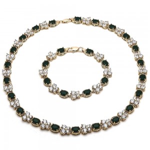 Gold Filled Necklace and Bracelet Butterfly Design With Crystal and Cubic Zirconia Golden Tone