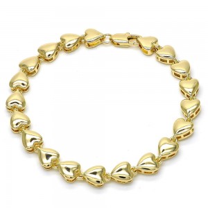 Gold Filled Fancy Bracelet Heart Design Polished Finish Golden Tone