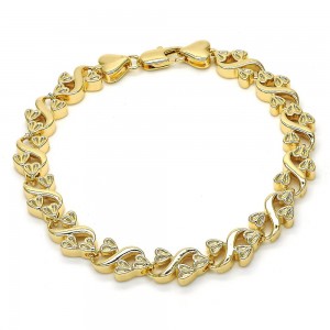 Gold Filled Fancy Bracelet Heart Design Polished Finish Golden Tone