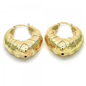 Gold Filled Medium Hoop Bamboo and Hollow Design Polished Finish Golden Tone
