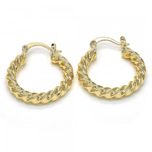 Gold Filled 25mmX4mm Small Hoop Earrings Twist Design Polished Finish Golden Tone