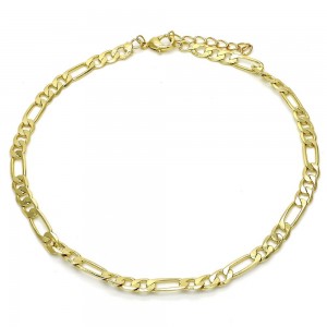 Gold Filled Basic Anklet Figaro Design Polished Finish Golden Tone