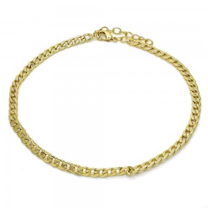 Gold Filled Basic Anklet Pave Cuban Design Polished Finish Golden Tone