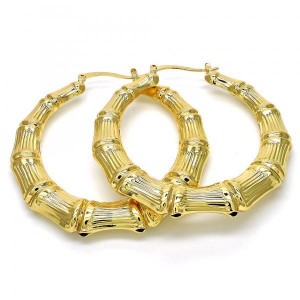 Gold Filled Large Hoop Hollow Design Golden Tone Polished Finish