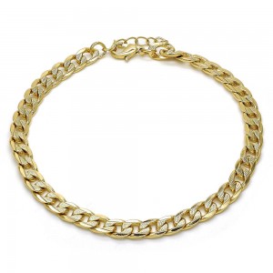Gold Filled Basic Bracelet Pave Cuban Design Polished Finish Golden Tone