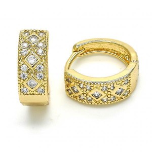 Gold Filled Gold Plated Huggie Hoop With White Cubic Zirconia