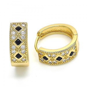 Gold Filled Gold Plated Huggie Hoop With Black Cubic Zirconia