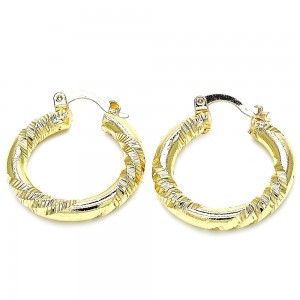 Gold Filled 25mm Small Hoop Earrings Diamond Cutting Finish Golden Tone