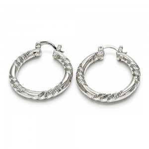 White Gold Filled Medium Hoop Diamond Cutting Finish Rhodium Finish