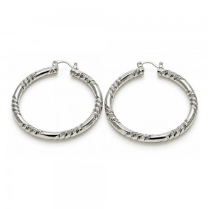 White Gold Filled Large Hoop Diamond Cutting Finish Rhodium Finish
