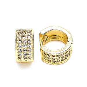 Gold Filled 12mm Huggie Hoop With Micro Pave Golden Tone